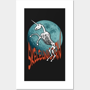 SkeleUnicorn Halloween Skeleton Design Posters and Art